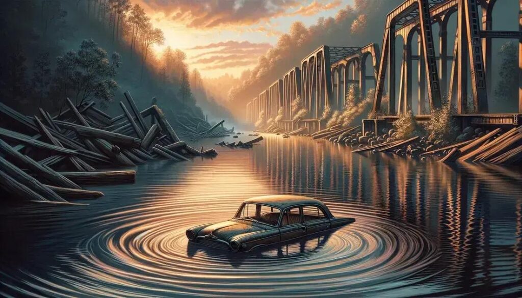 Imagens do Veículo Submerso Após Queda de Ponte