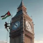 Homem Escala Big Ben com Bandeira Palestina e é Preso