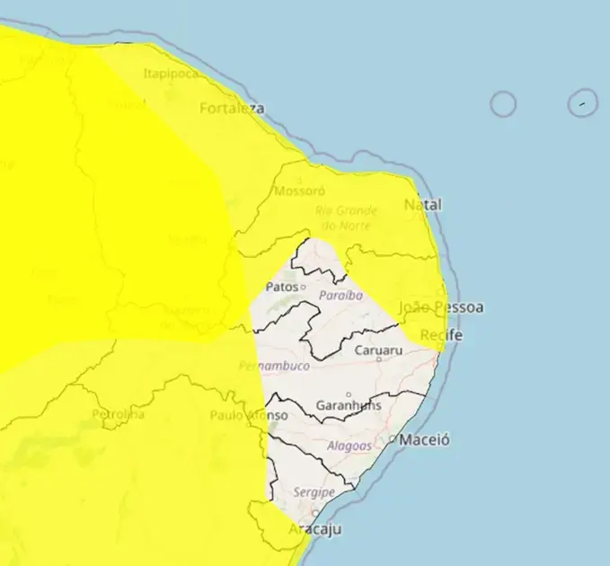 Alerta do Inmet: Chuvas intensas ameaçam cidades do RN até sexta-feira
